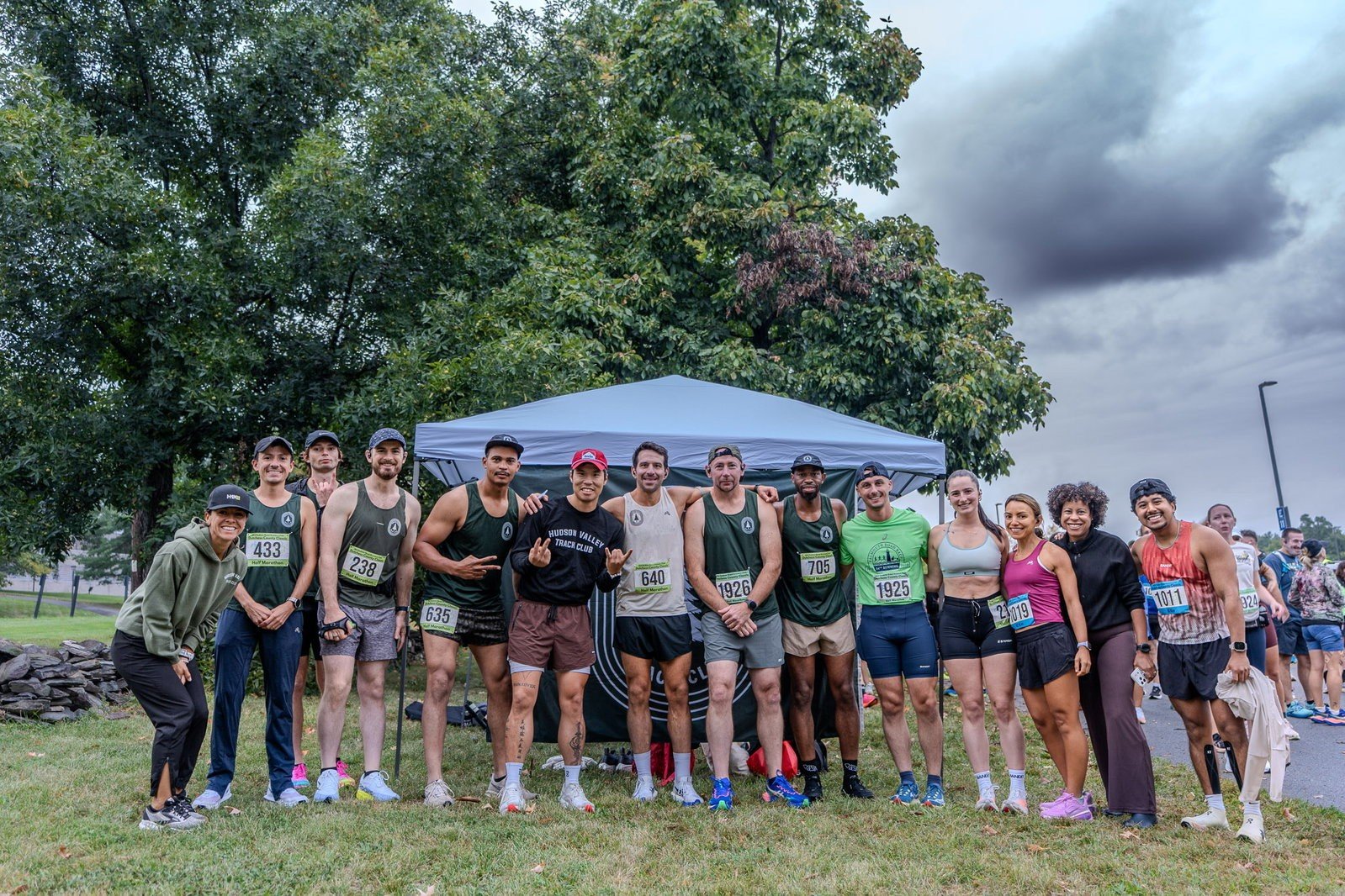 Hudson Valley Track Club members gathered at the club tent before a race