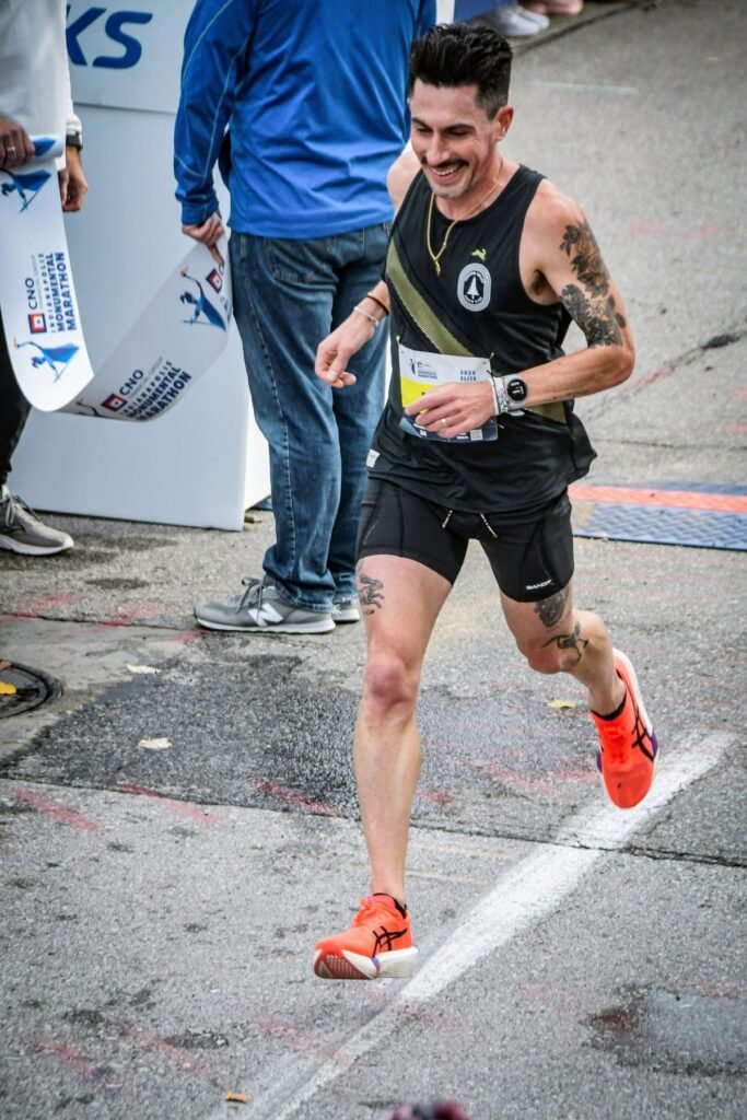 Ryan Carney finishing the Indianapolis Monumental Marathon